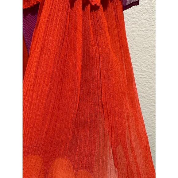 Adam Lippes Size 2 Layered Colorful Silk Top Fairy Purple Red Fairy Boho READ - Picture 6 of 7